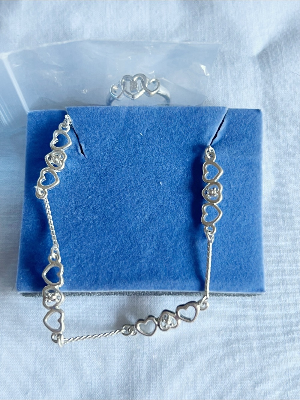 Vintage Avon Silvertone Heart Anklet & Toe Ring Set - Picture 3 of 7